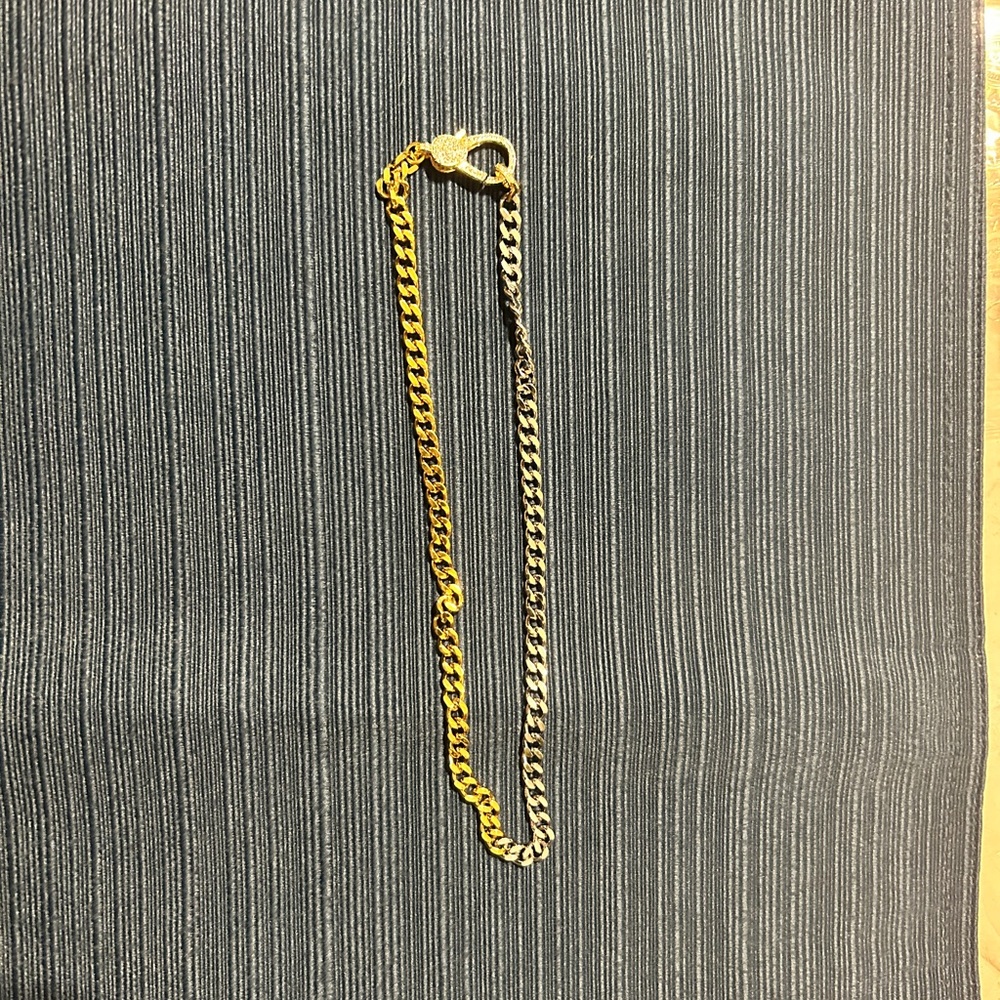 NWT Gold Silver Two Tone Stainless Steal Double Chain Necklace 16” - Picture 9 of 11
